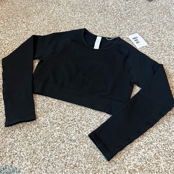 NWT Acta Ribbed Seamless Long Sleeve Shirt in Black Size XL - Picture 6 of 12